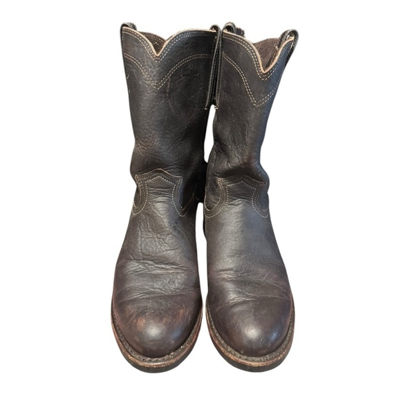 Vintage FRYE Billy Pull On Boots Biltrite Dark Brown Leather 8.5M USA Oil Resist - Picture 4 of 14